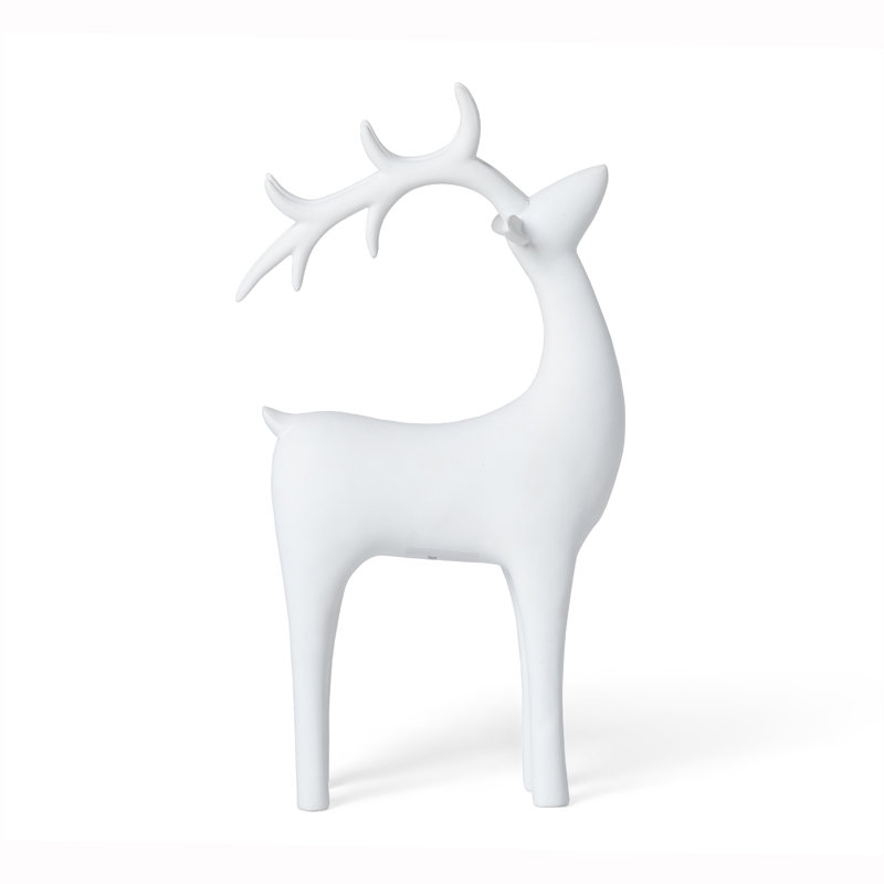 Nordic Red Deer, Matte White, 11.75" H x 6.5" W x 3" D 