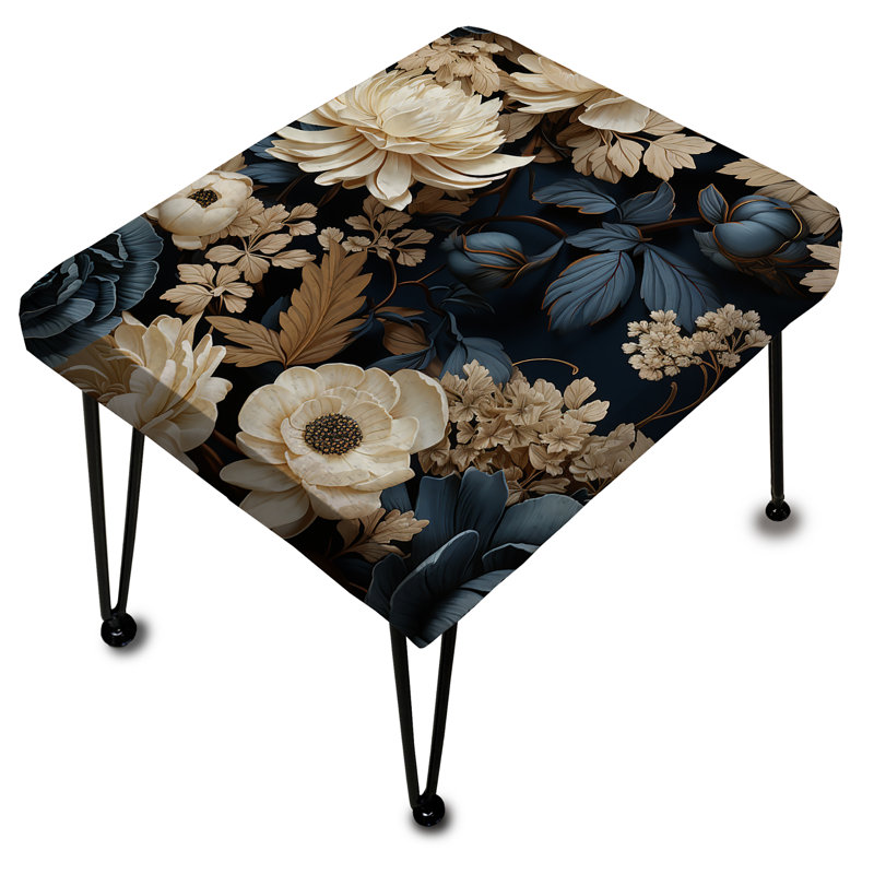 Élégants jardins floraux blancs et bleus - Repose-pieds rectangulaire floral