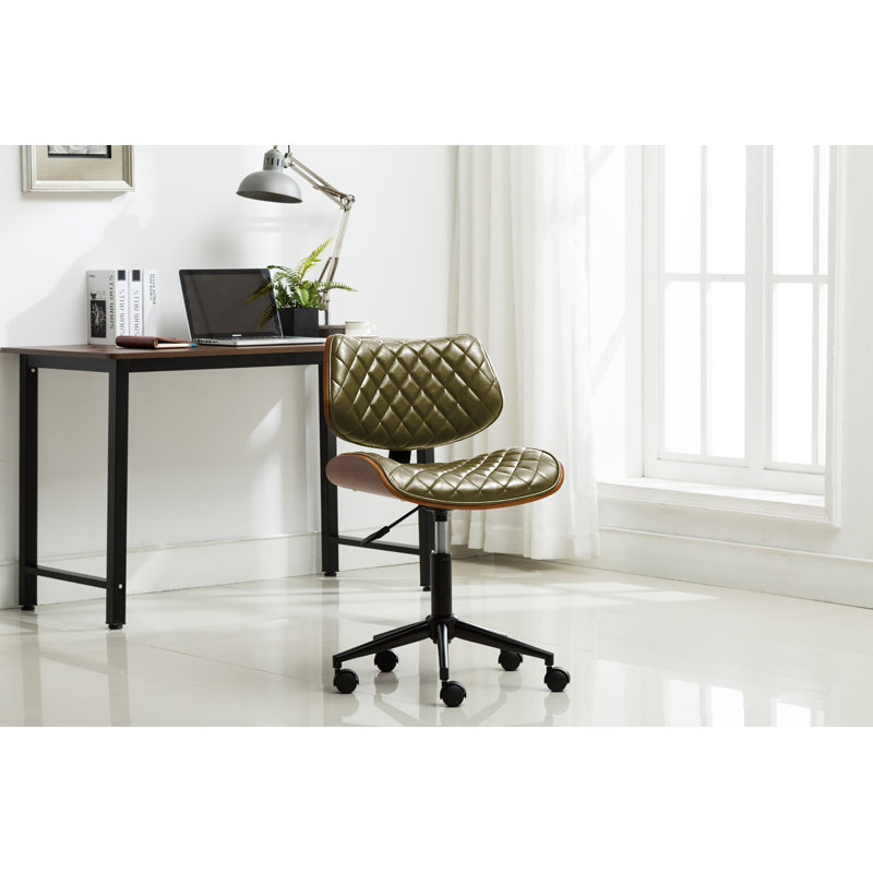 Kasse Faux Leather Mid-Century Office Chair, Green