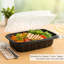  Contenant à charnière 26 oz noir à charnière 9 x 6 x 3 pouces avec couvercle transparent jetable pour emporter, restaurants, préparation de repas, traiteur, livraison (20)