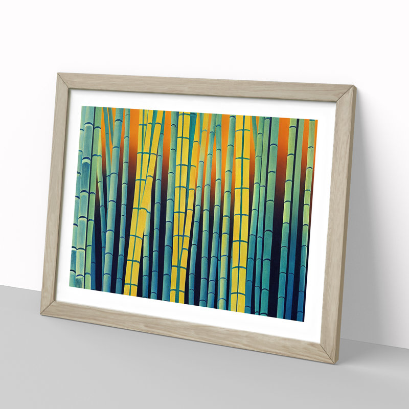 Artistic Abstract Bamboo Forest - Single Picture Frame Print, 46cm H x 64cm W x 2cm D, Oak Framed