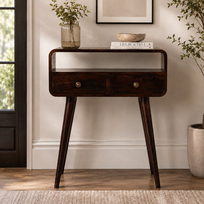Mini California Walnut Curved Console Table