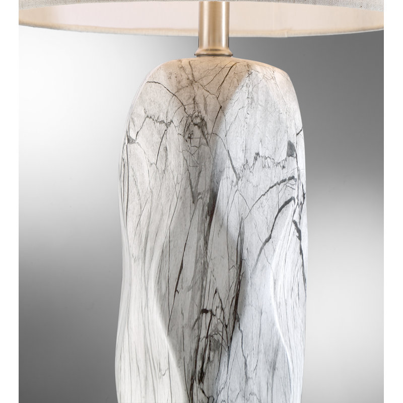 Bradwell Ceramic Table Lamp, White, Gray