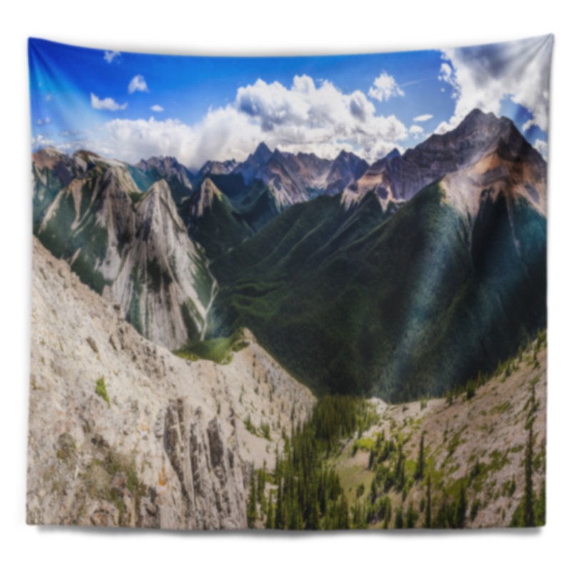 Tapisserie panorama à montagnes en polyester avec accessoires suspendus inclus, H 68 po x l 80 po