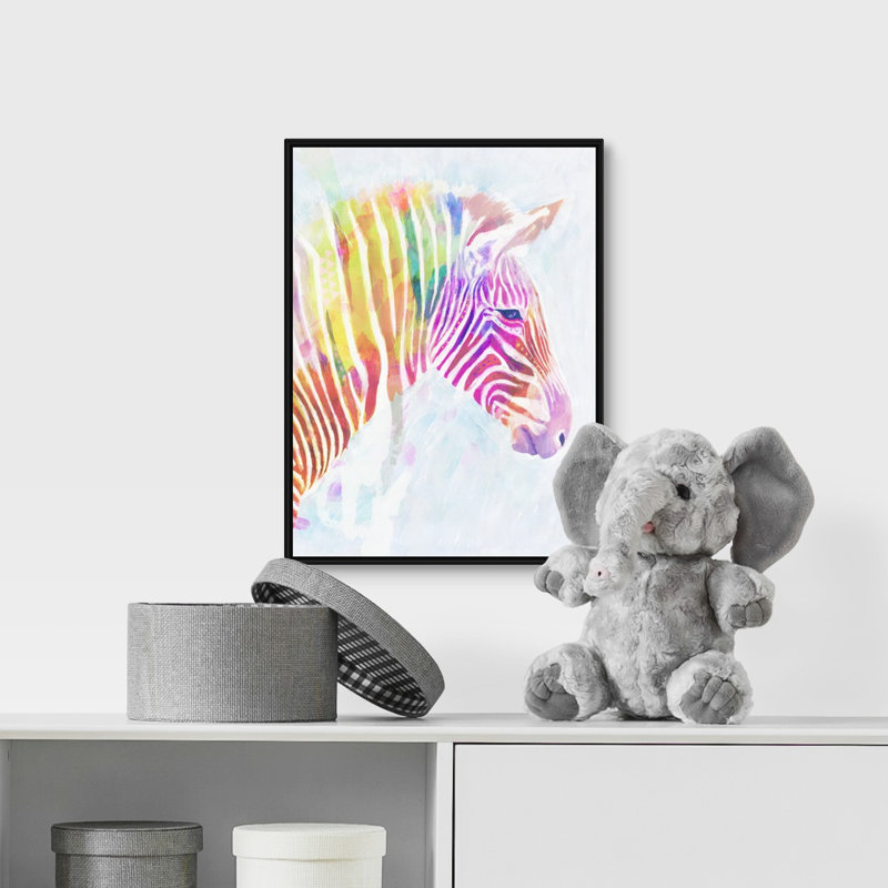 Zèbree fluorescente ii art Sharpton, Cadre flottant noir, H 16 po x l 12 po x P 1,75 po