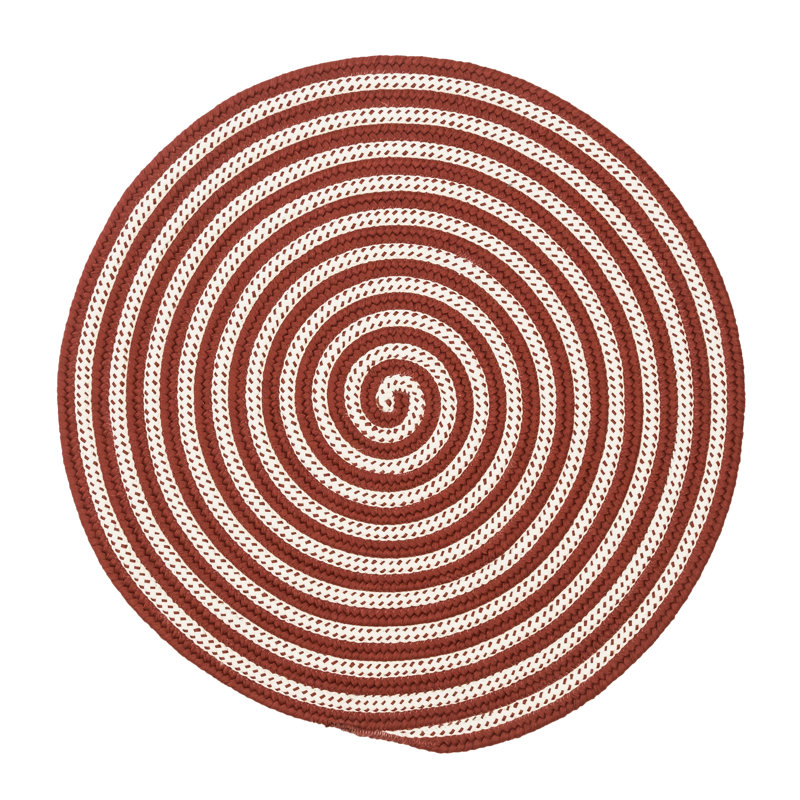Marlee Candy Cane Round Red Rug, Round 5'5"