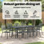 Garden Dining Set Extendable Manual 9 Pcs Gray Large Metal