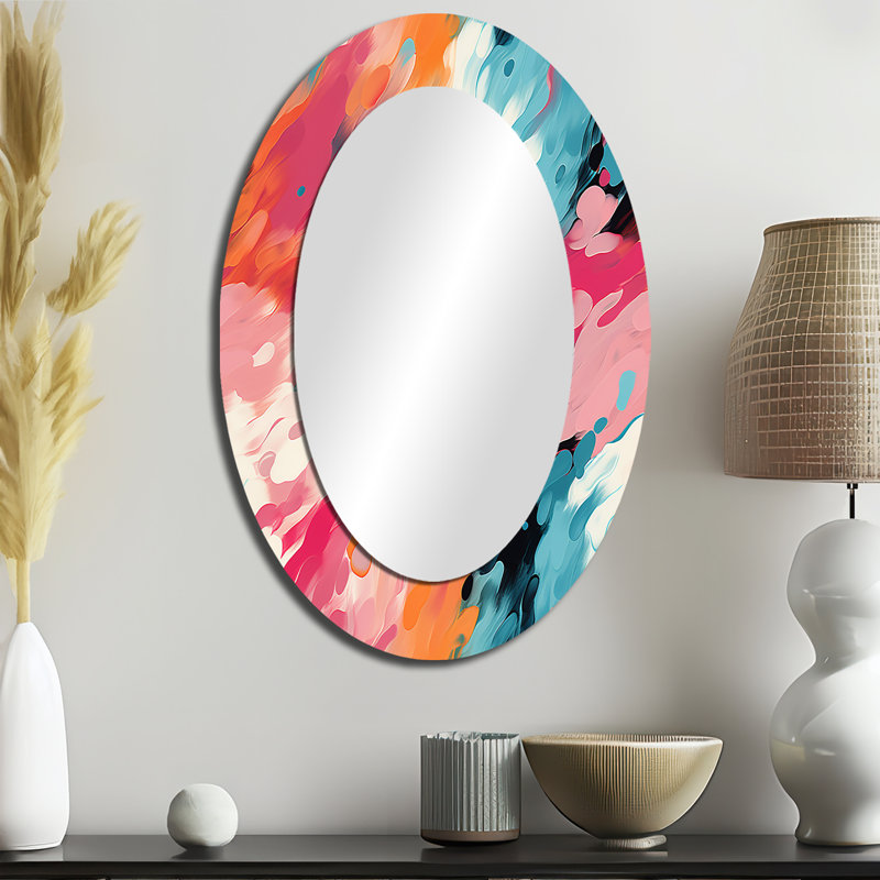 Tatawan - Grand miroir mural ovale sur métal, 36 po x 24 po