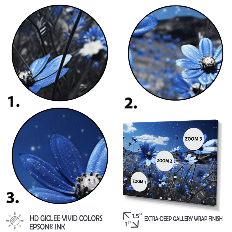 Sapphire Meadow II - impression, H 12 po x l 20 po x P 1 po, Cadre naturel flottant