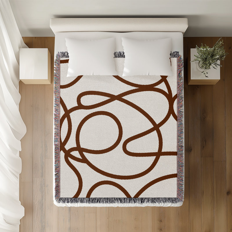 Jeté en coton Doodles, Brun rouille, 60 po x 80 po