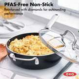 Black and Silver 3qt Aluminum Nonstick Chef's Pan with Lid