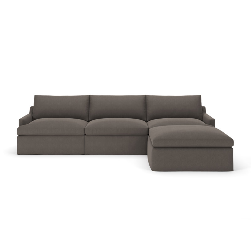 Wrenley 4-Piece Slipcovered Modular Sectional, Drusky Charcoal Sustain® Basketweave