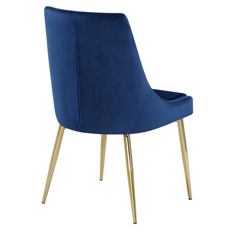 Karina Velvet Upholstered Dining Chair, Gold, Navy Velvet