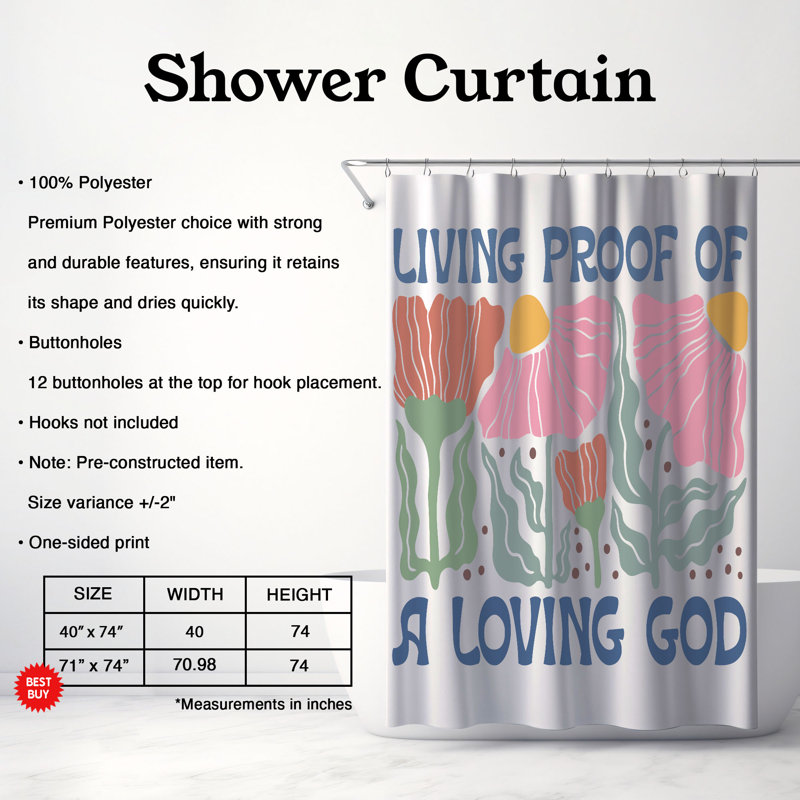 Rideau de douche 1 pièce Sacred Blooms, H 74 po x l 40 po