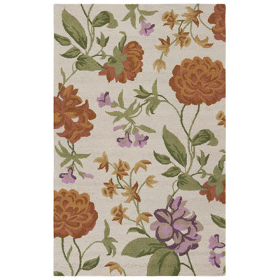Emrick Hand Hooked Wool Floral Rug