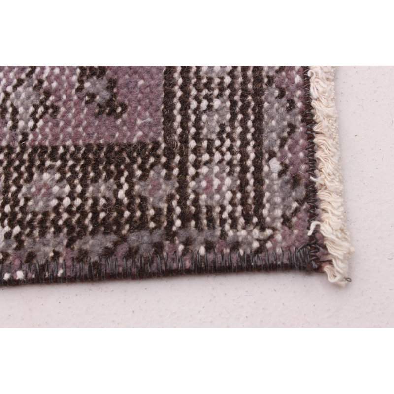 Tapis unique gris foncé en laine New Age 5 pi 2 po x 9 pi Genevra