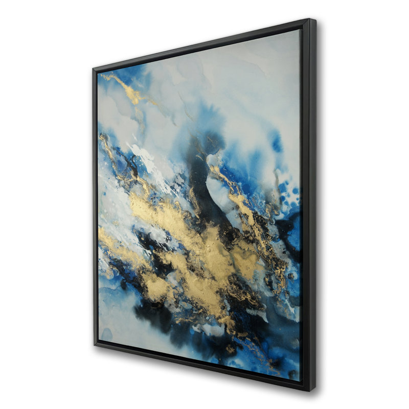 Marbre bleu - toile encadrée de minéraux modernes pour la décoration intérieure