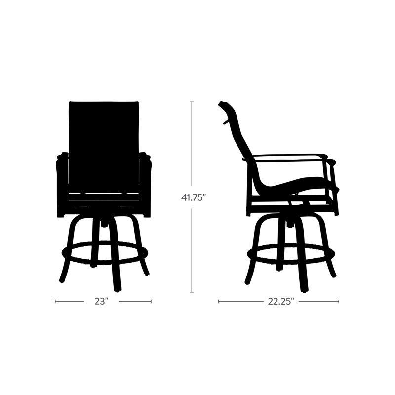Aspen Sling High Back Swivel Balcony Stool, Coastal Mist