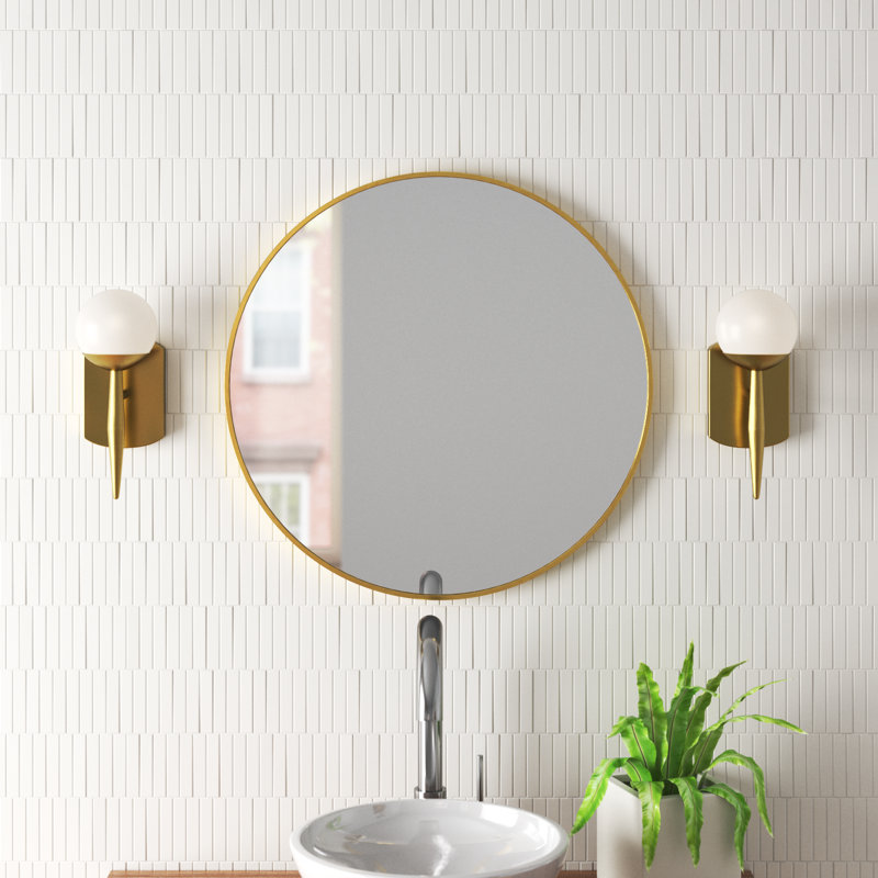Rouillard Metal Round Mirror, Gold, 24" x 24"
