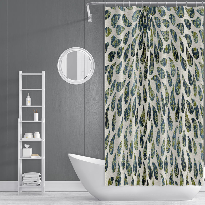 Rideau de douche simple à motif cachemire, Vert, H 72 po x l 70 po