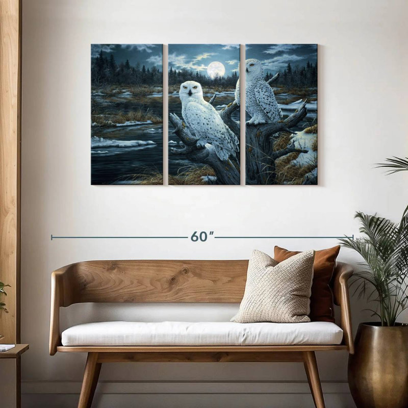 Brampt Two Snowy Owls, 28" H x 45" W