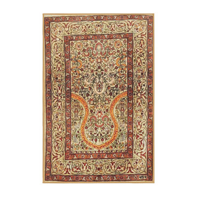 Tapis floral rouge / jaune
