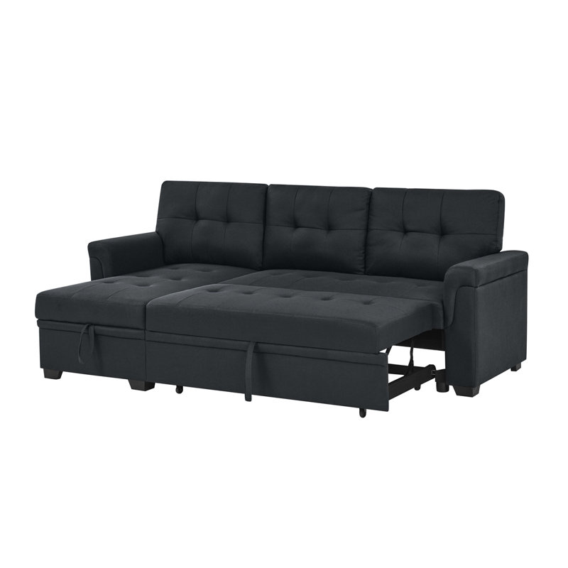 86'' Upholstered Pull-Out Sofa Bed, Black