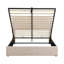 Grand lit plateforme tapissier avec système de rangement hydraulique, lit de rangement en tissu de lin, support à lattes de bois, sans sommier - beige-129182442-129182444