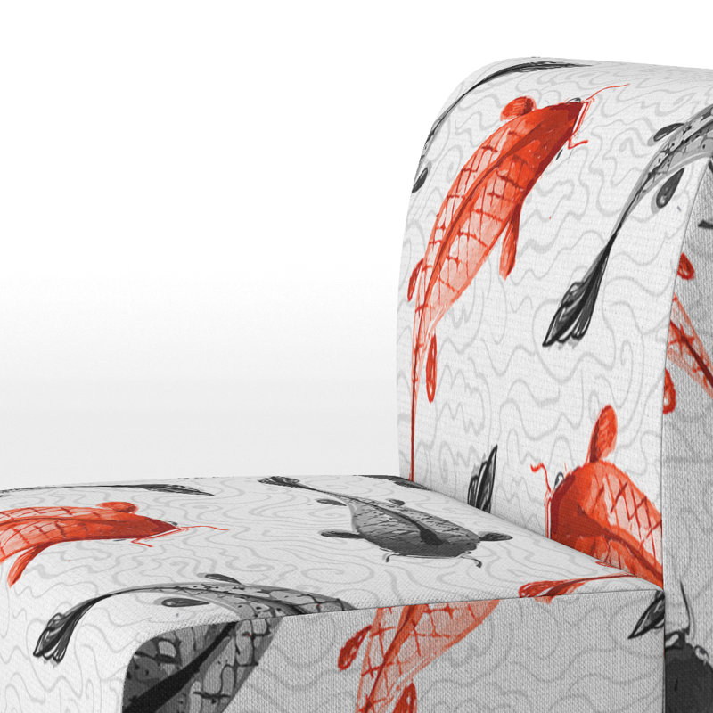 Brechta Vibrant Curve Design II - Velvet Upholstered Modern Slipper Chair, Red/Black