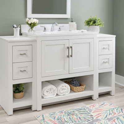 Meuble-lavabo simple 54 po avec plateau intégré et lavabo avec miroir Stovall