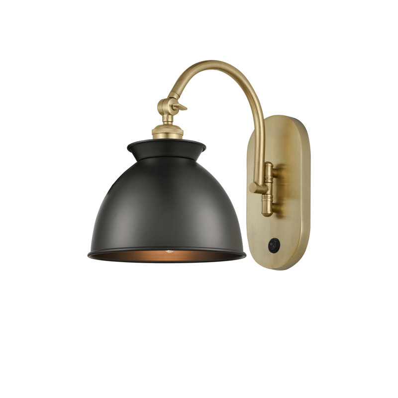 Bras pivotant en acier Gustau, Noir mat, Incandescent, Or satiné
