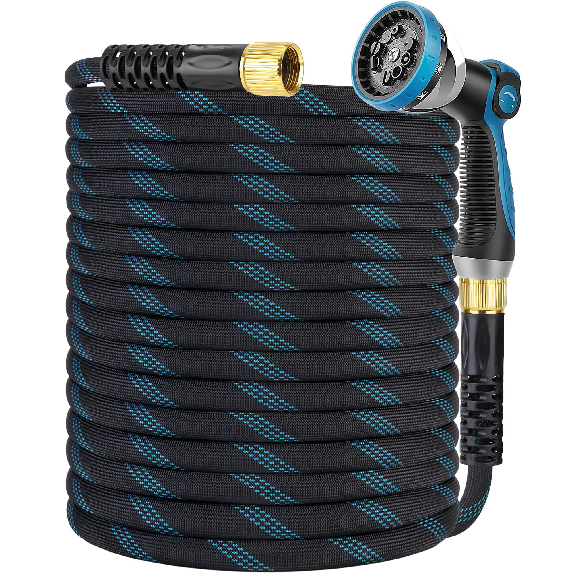 WELLMAX Non-Expanding Garden Hose with 10 Pattern Spray Nozzle | Wayfair