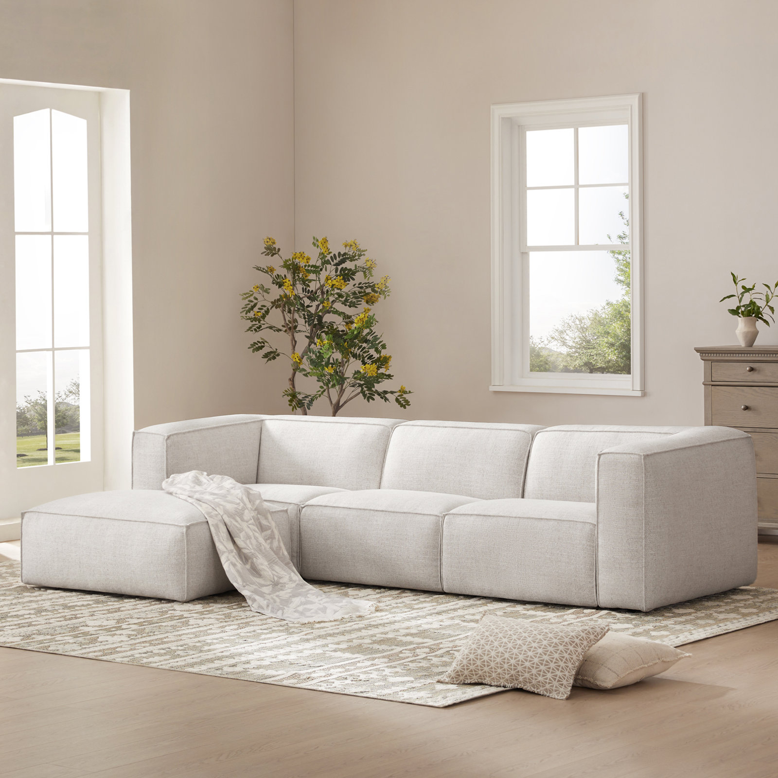 Jaye - 3 Piece Upholstered Sofa With Ottoman