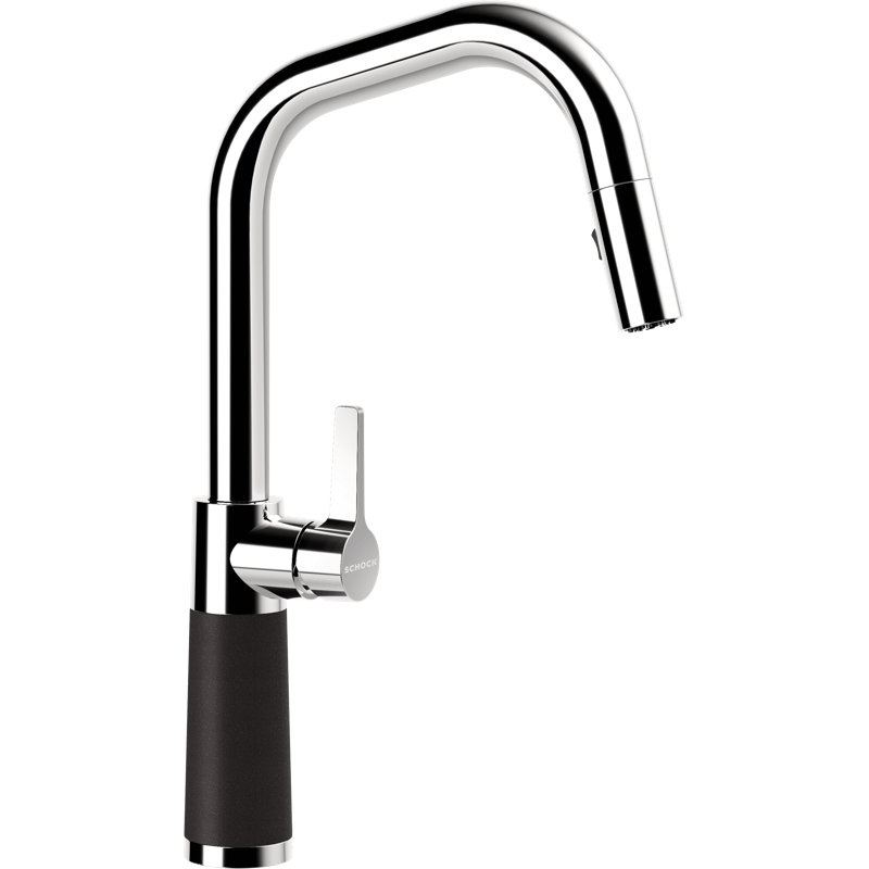High Pressure Cristadur Pull Out Single Lever Monobloc Tap, Nero