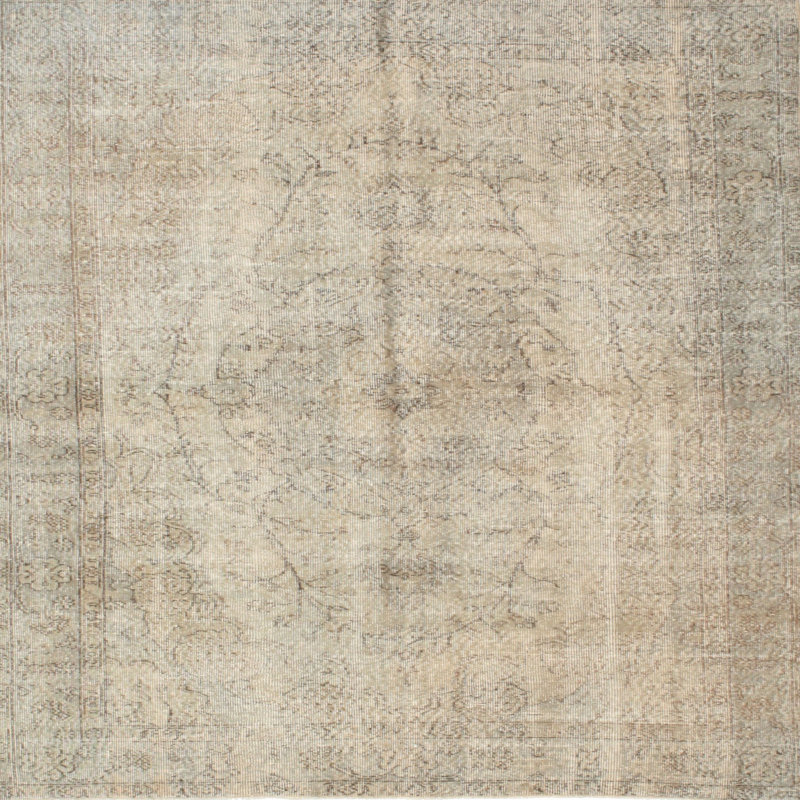 Tapis gris clair/brun contemporain, Carré 6 pi