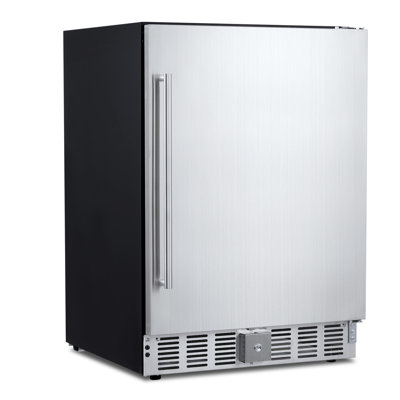 24 Inch Outdoor Beverage Refrigerator, 180 Can Weatherproof Stainless Steel Drink Cooler, Built-in/Freestanding with 32-50°F Digital Temperature Control