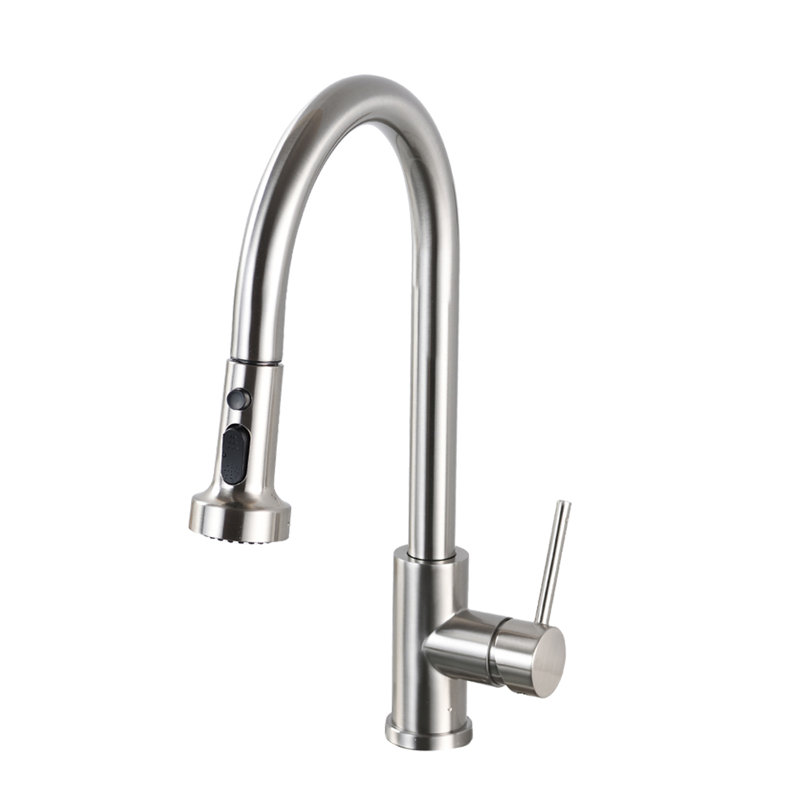 Robinet de cuisine à poignée simple avec plaque de base Topcraft, nickel brossé, Nickel brossé