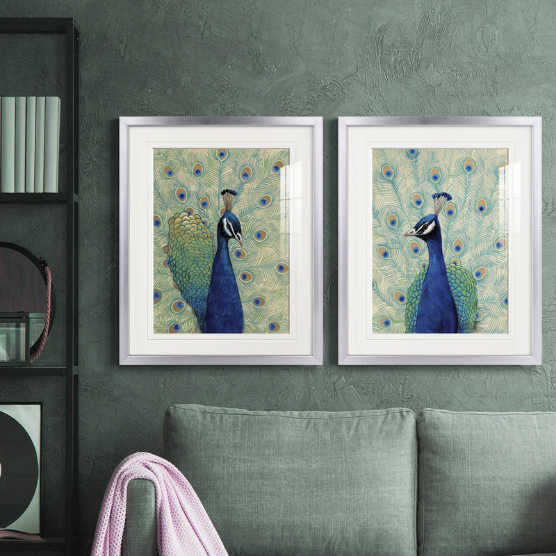 «Blue Peacock I», reproduction encadrée de qualité supérieure - prête à être accrochée