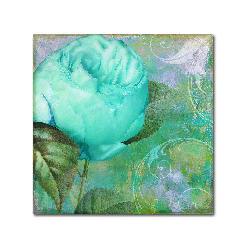 «Aqua Rose I» par Jadaya, impression sur toile tendue, H 14 po x l 14 po x P 2 po