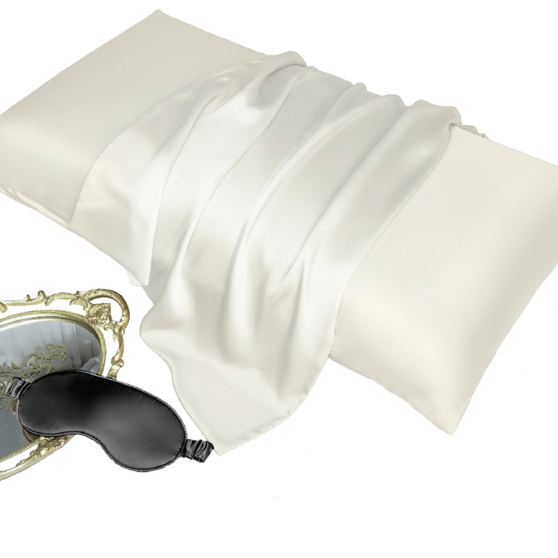 Taie d'oreiller 100% soie avec masque pour les yeux Wonderful Textile, Taupe, Standard