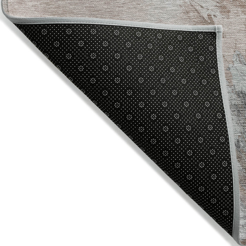Tapis intérieur lavable abstrait ivoire et gris 5 pi x 8 pi
