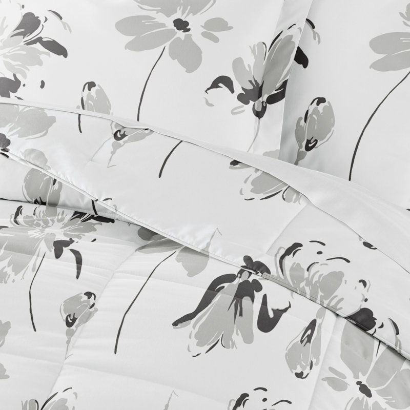 Ensemble d'édredon en duvet gris Magnolia, Édredon grand + 2 taies décoratives