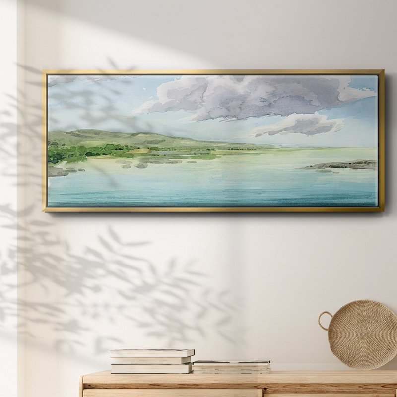 Clear Lagoon II- Framed Canvas, 20" H x 50" W