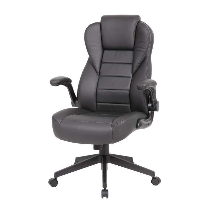 Yang Executive High-Back Armchair With Caster Wheels, Black Vinyl