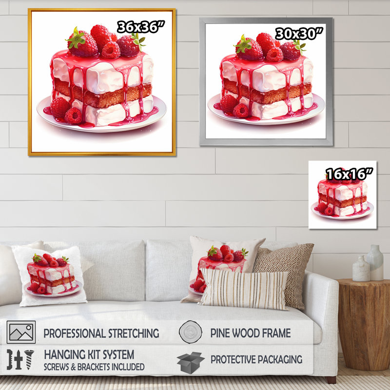Strawberry Cheesecake Dessert Harmony - Desserts, art mural, H 16 po x l 16 po x P 1 po