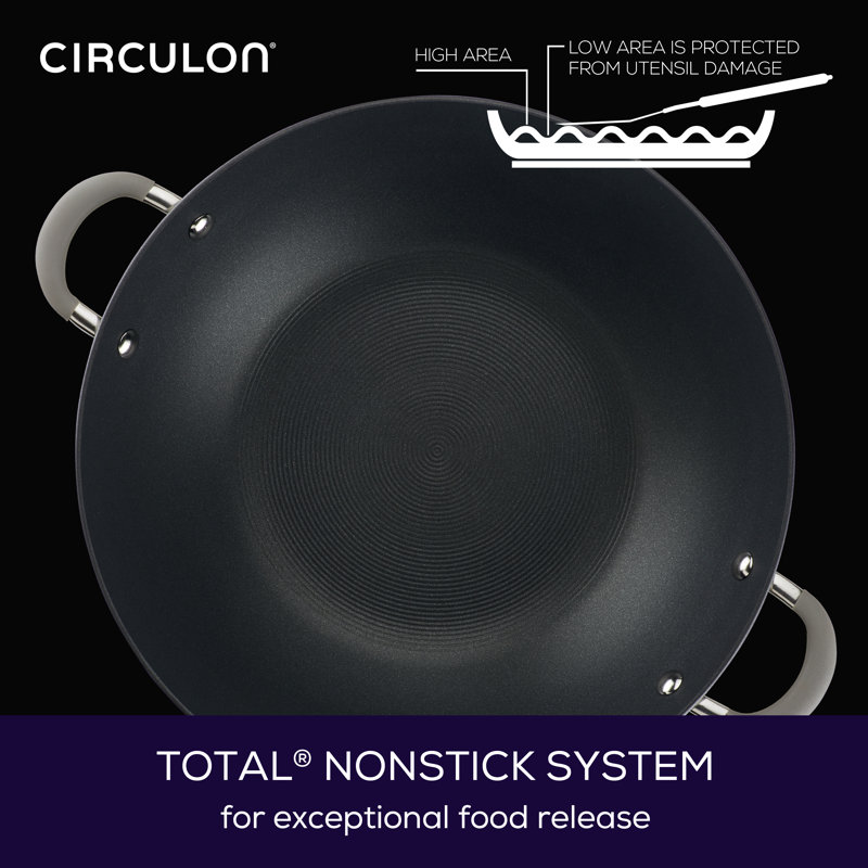 Circulon Elementum Hard Anodized Nonstick Wok with Side Handles and Lid, 14 Inch