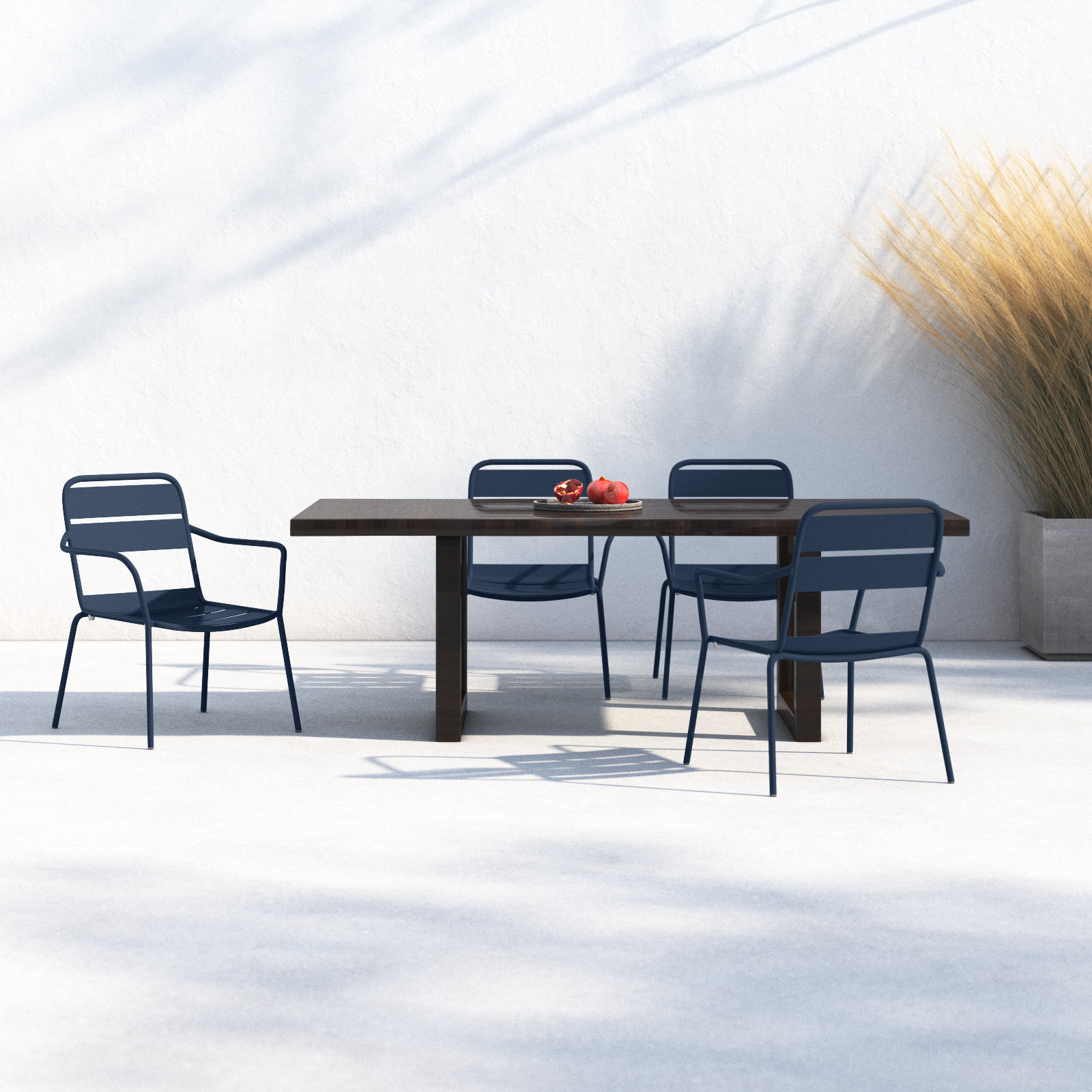 Kapri Stackable Patio Armchair, Prussian, 4