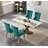 70inch Marble Dining Table, Luxurious 70" Kitchen Table with Printed Marble Tabletop and X-Shape Carbon Steel Pedestal, Modern Kitchen Dining Room Table for 8-131338021-131338020