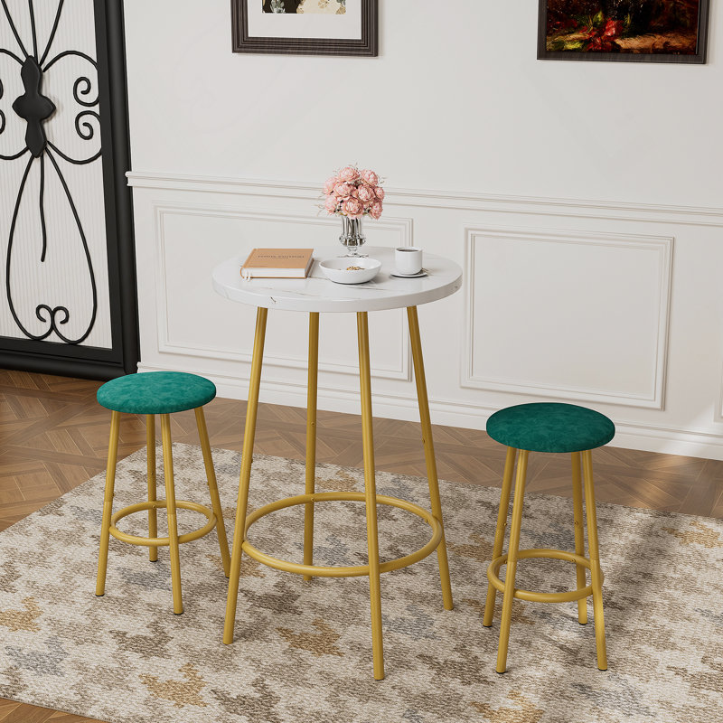 Ensemble de table de bar 3 pièces avec 2 tabourets de bar - table de pub moderne, design durable et peu encombrant pour les petites cuisines et les appartements