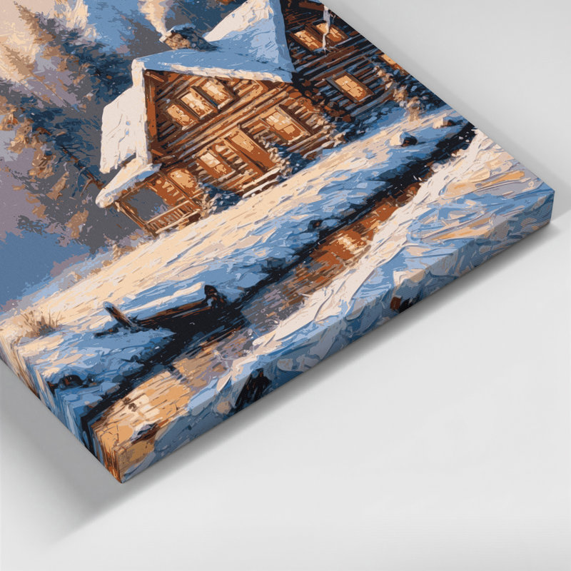 «Thanksgiving Cozy chalet», art sur toile gris, H 11 po x l 14 po